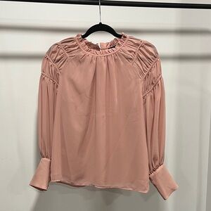 Ann Taylor Blush Pink Blouse with Gathered Sleeves